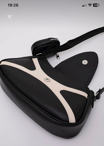 Siyah krem tek bölmeli kol çantası - Görsel 5