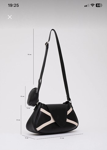 Siyah krem tek bölmeli kol çantası - Görsel 2