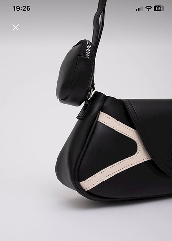 Siyah krem tek bölmeli kol çantası - Görsel 7
