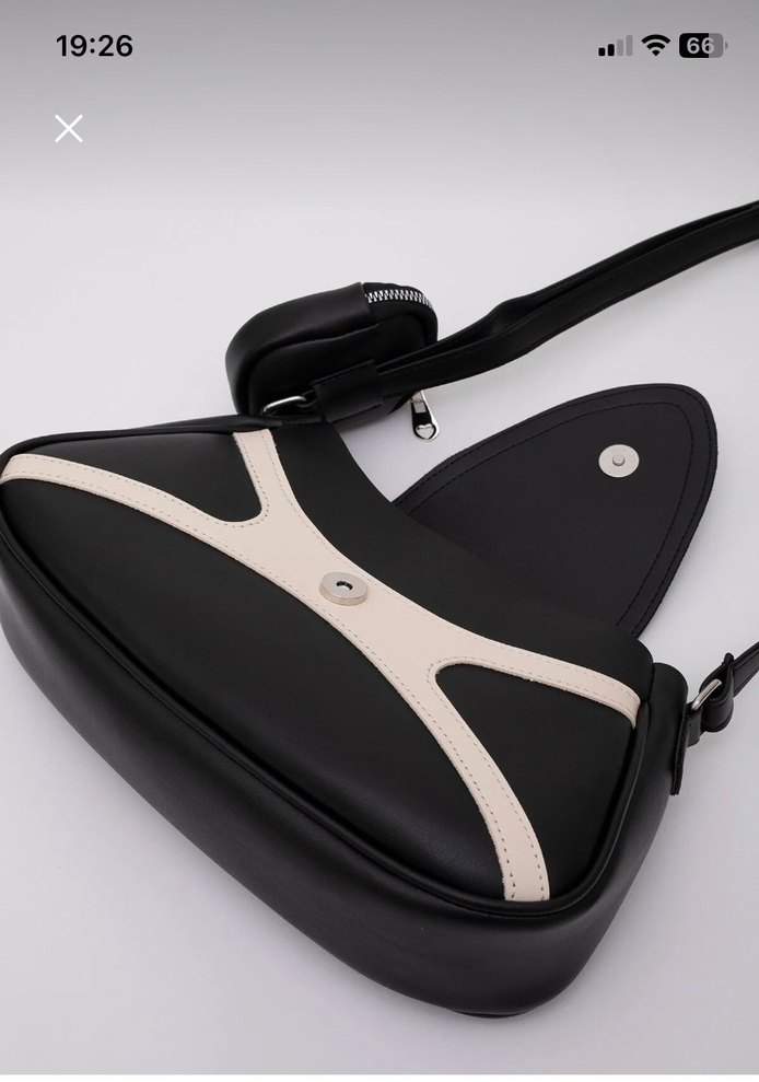 Siyah krem tek bölmeli kol çantası - Görsel 5