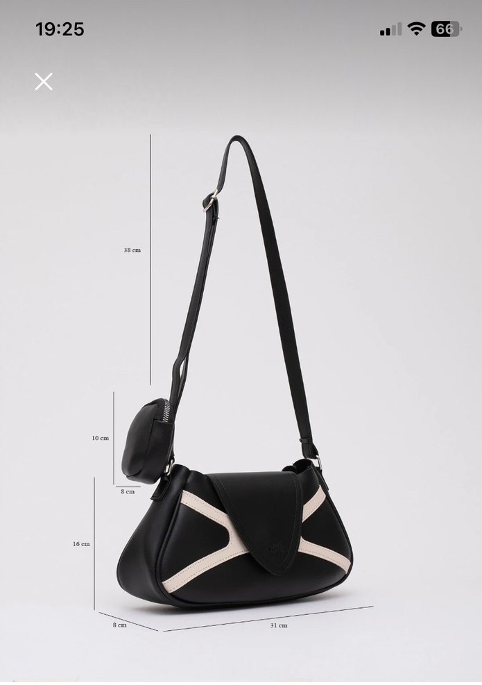 Siyah krem tek bölmeli kol çantası - Görsel 2