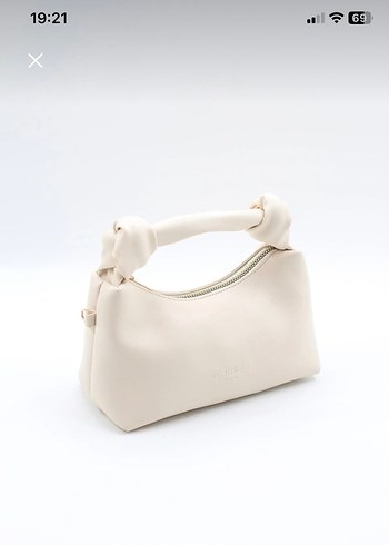 Krem deri düğüm detaylı askılı çanta - Görsel 6