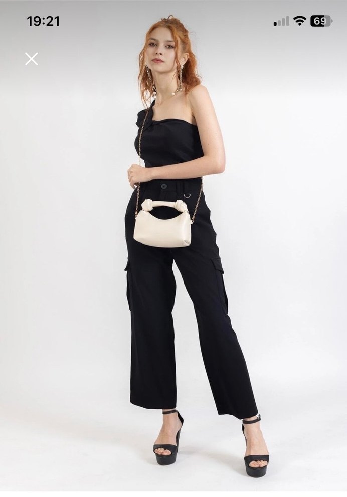 Krem deri düğüm detaylı askılı çanta - Görsel 3