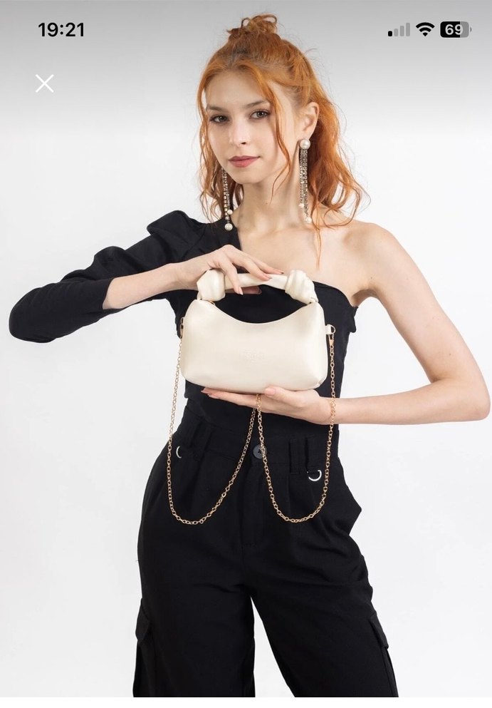 Krem deri düğüm detaylı askılı çanta - Görsel 2