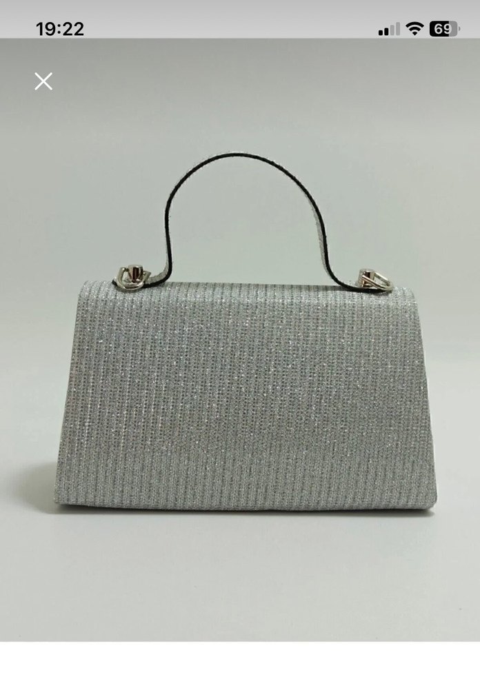 Gümüş simli abiye çanta - Görsel 3