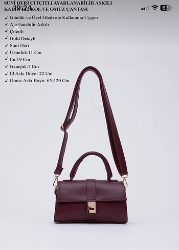 Bordo  Suni Deri Çanta - Görsel 3