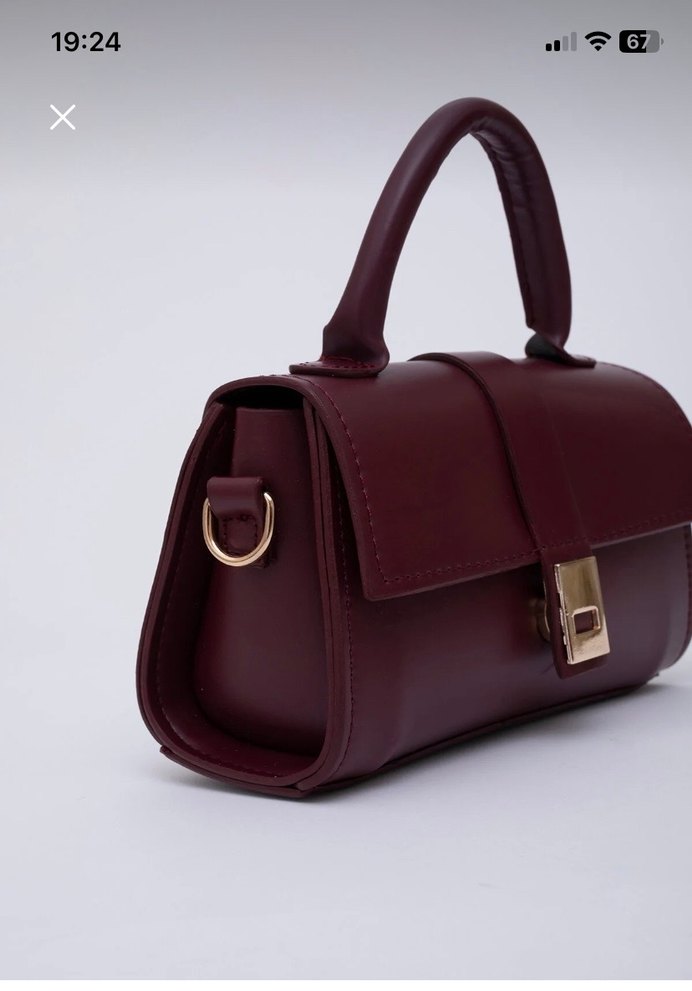 Bordo  Suni Deri Çanta - Görsel 5