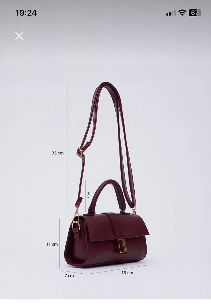 Bordo  Suni Deri Çanta - Görsel 2