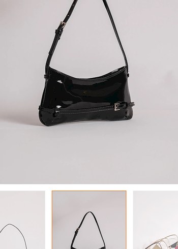  Beden Siyah Rugan Tokalı Minimalist Baget Çanta