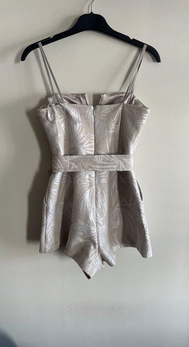 Bej Straplez Kemerli Mini Tulum - Görsel 5