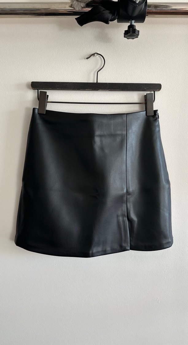 Deri Siyah Mini Etek - Görsel 3
