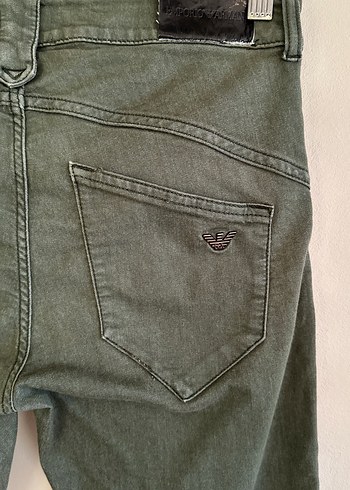 Düğmeli Yeşil Kadın Skinny Denim Pantolon - Görsel 5