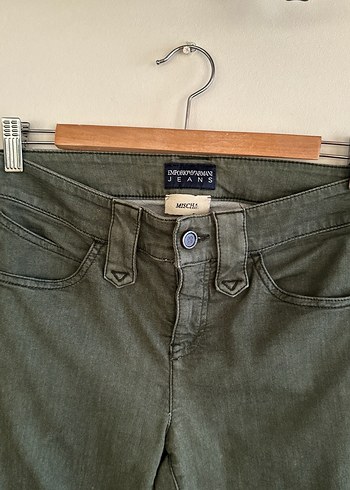 Düğmeli Yeşil Kadın Skinny Denim Pantolon - Görsel 2