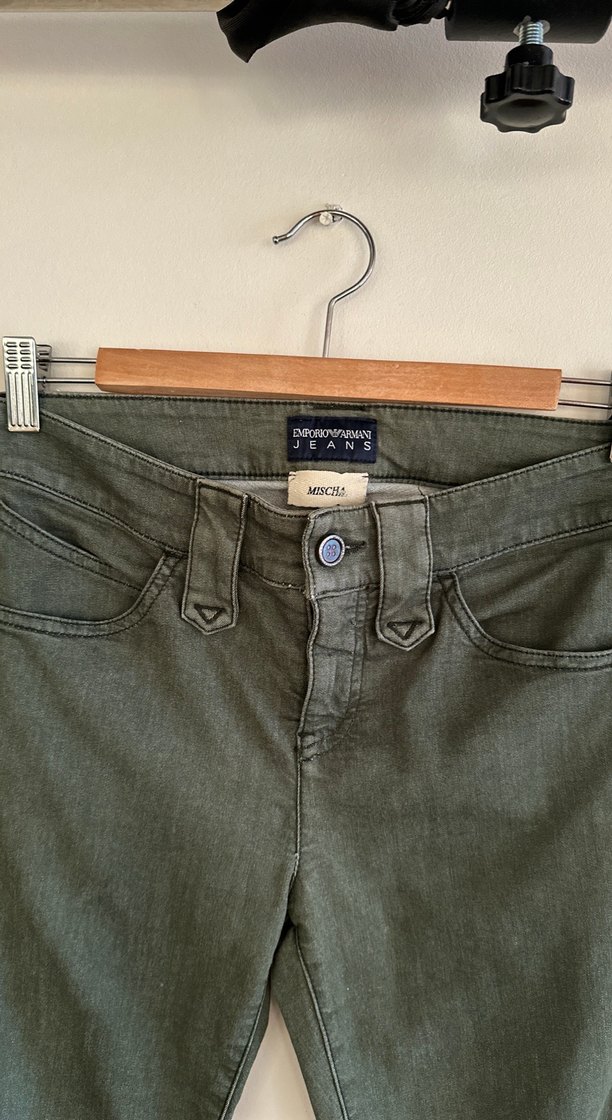 Düğmeli Yeşil Kadın Skinny Denim Pantolon - Görsel 2