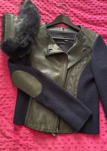 Kürk Detaylı Deri Biker Kadın Ceket - Görsel 6