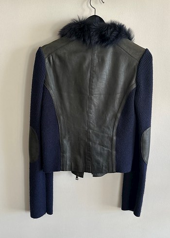 Kürk Detaylı Deri Biker Kadın Ceket - Görsel 3