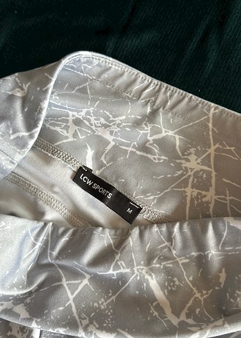 Gri Tie-Dye Desenli Esnek Kadın Tayt - Görsel 3