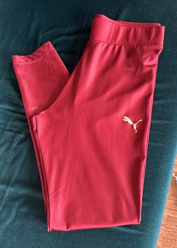 Bordo Saten Görünümlü Kadın Tayt - Görsel 5