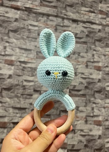 Pastel Gri Tavşan Diş Kaşıyıcı Oyuncak - Görsel 2