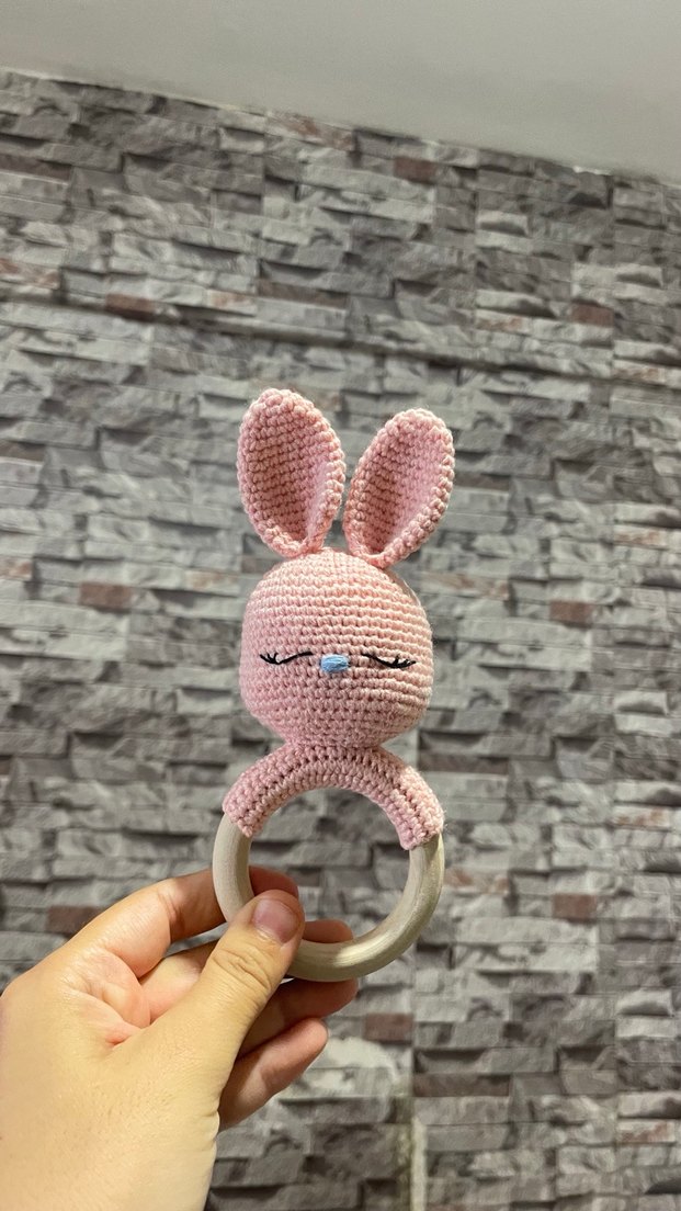 Pastel Gri Tavşan Diş Kaşıyıcı Oyuncak - Görsel 5