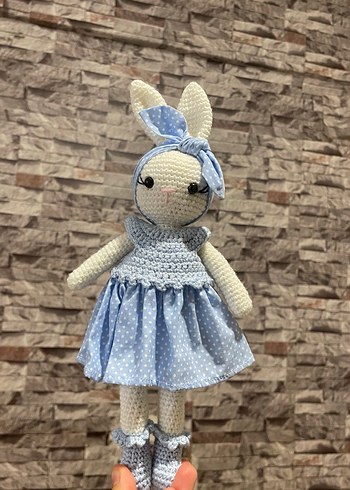 Pastel Renkli Örgü Tavşan Bebek - Görsel 3