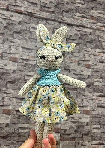 Pastel Renkli Örgü Tavşan Bebek - Görsel 5