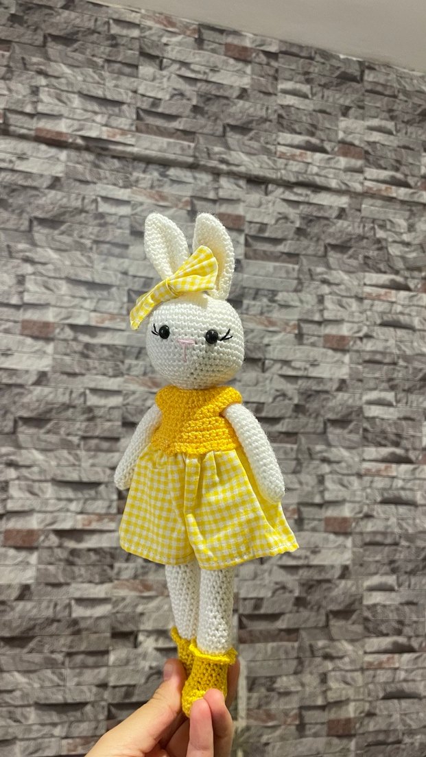 Pastel Renkli Örgü Tavşan Bebek - Görsel 2