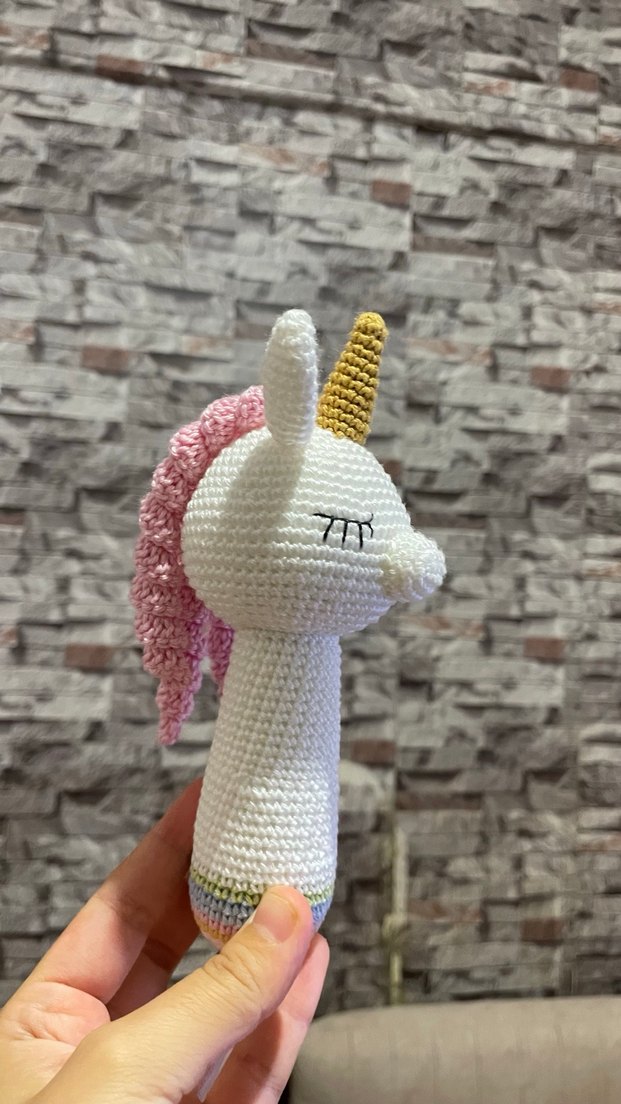 Pastel Renkli Unicorn Amigurimi Oyuncak - Görsel 3