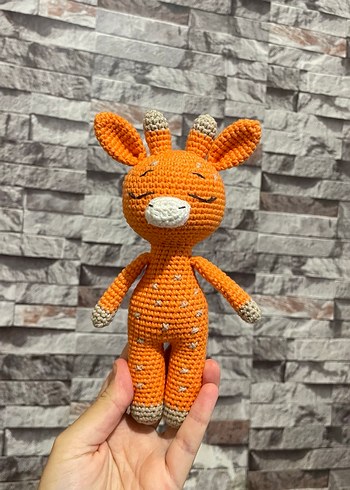 Turuncu El Örgüsü Oyuncak Zürafa - Görsel 4