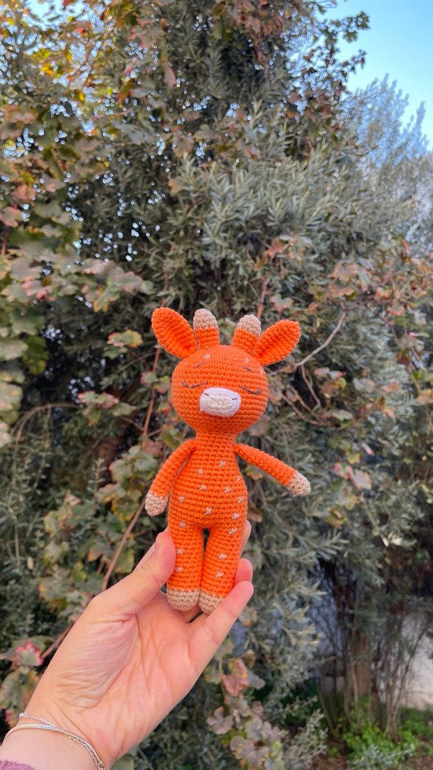 Turuncu El Örgüsü Oyuncak Zürafa - Görsel 2