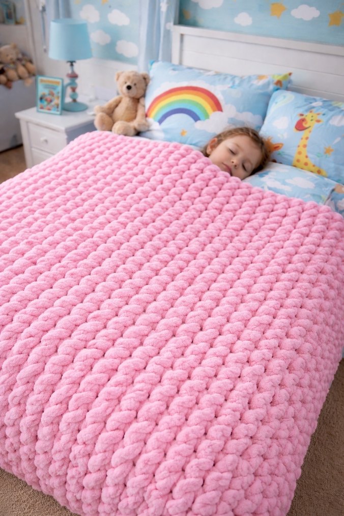 Pembe Örgü Çocuk Battaniyesi - Görsel 2