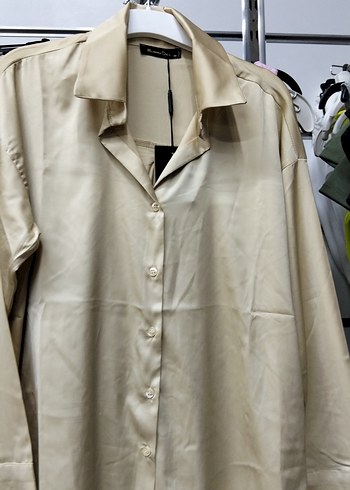 Bej Kadın Saten Gömlek massimo dutti
