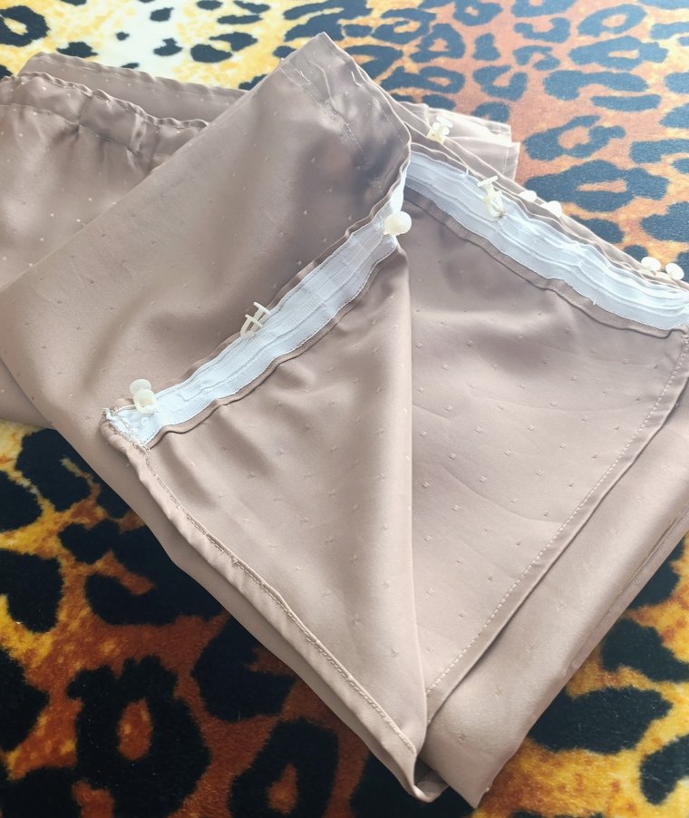 VİNTAGE SATEN DÜZ FON PERDE×2 - Görsel 2