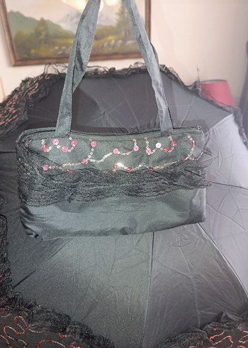 MARLUX Siyah Dantel Fırfırlı Gotik Kadın şemsiye - Görsel 6