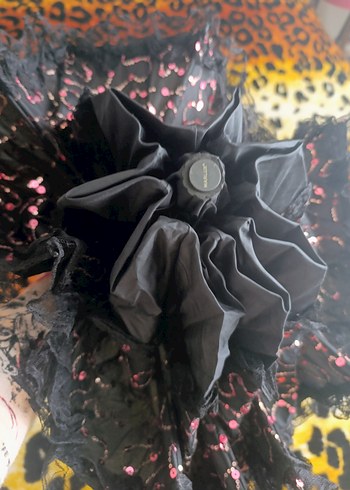 MARLUX Siyah Dantel Fırfırlı Gotik Kadın şemsiye - Görsel 9