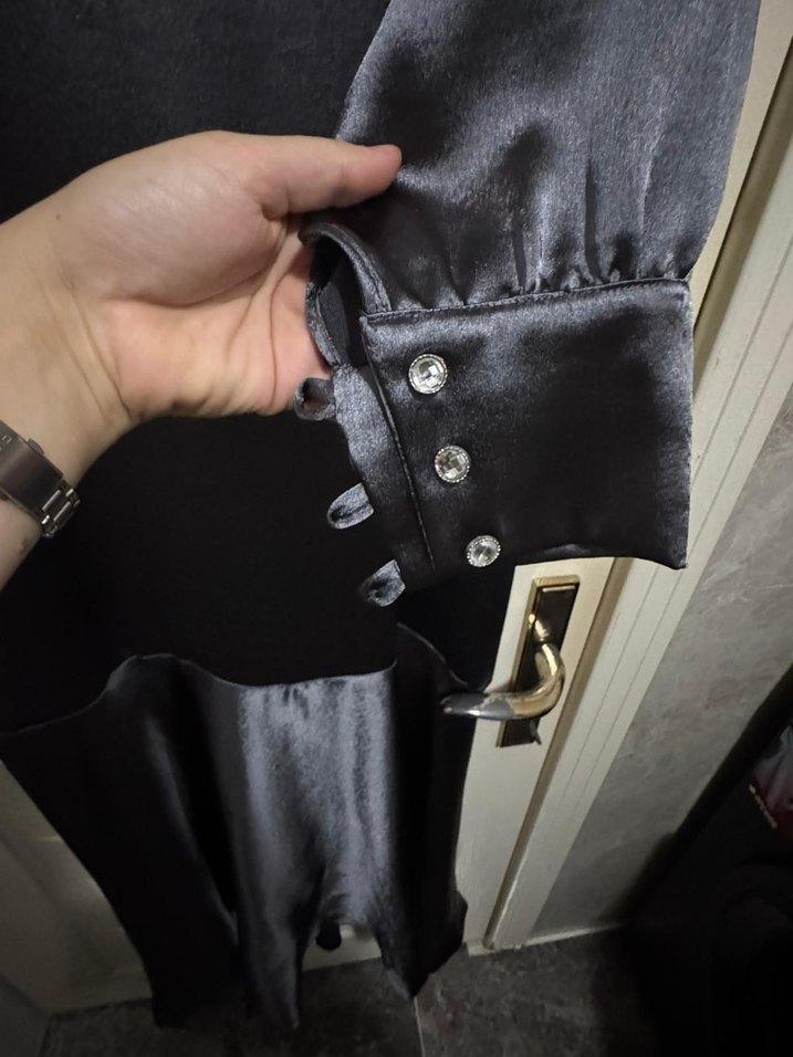 Siyah Uzun Kollu Salaş Kadın Elbise - Görsel 2