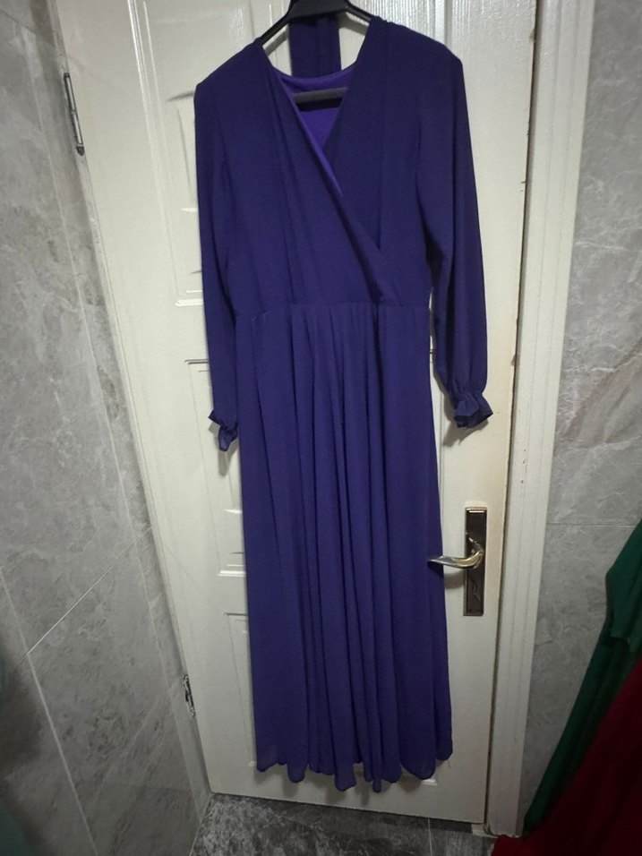 Uzun Mor Bohem Salaş Elbise - Görsel 2