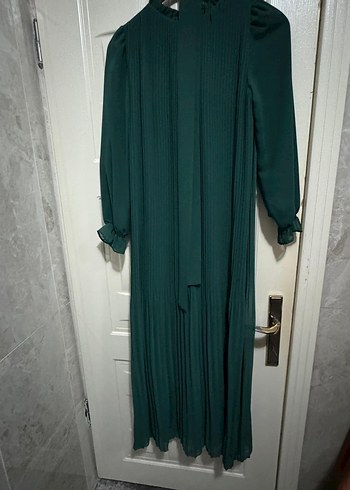 Yeşil Pileli Uzun Bohem Elbise - Görsel 2