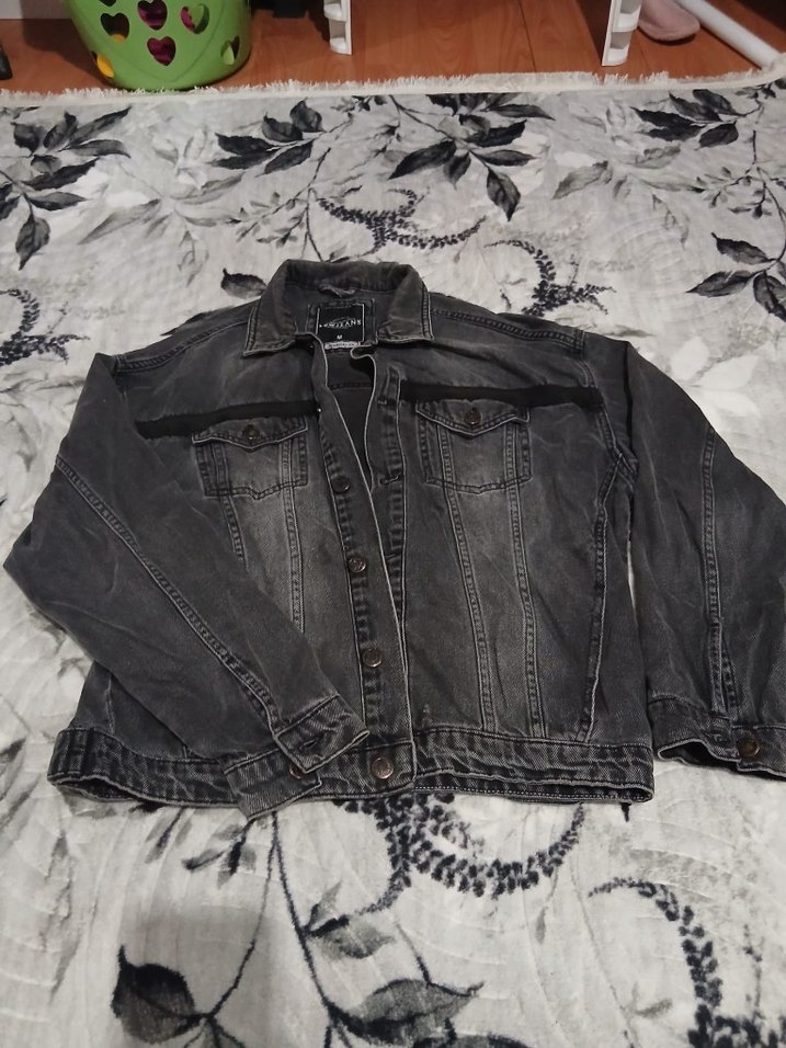 Gri Düğmeli Kadın Denim Ceket - Görsel 2