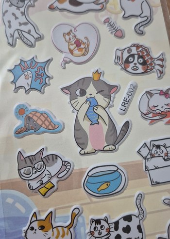 Pastel Gri Sevimli Kedi Çıkartmaları - Görsel 2