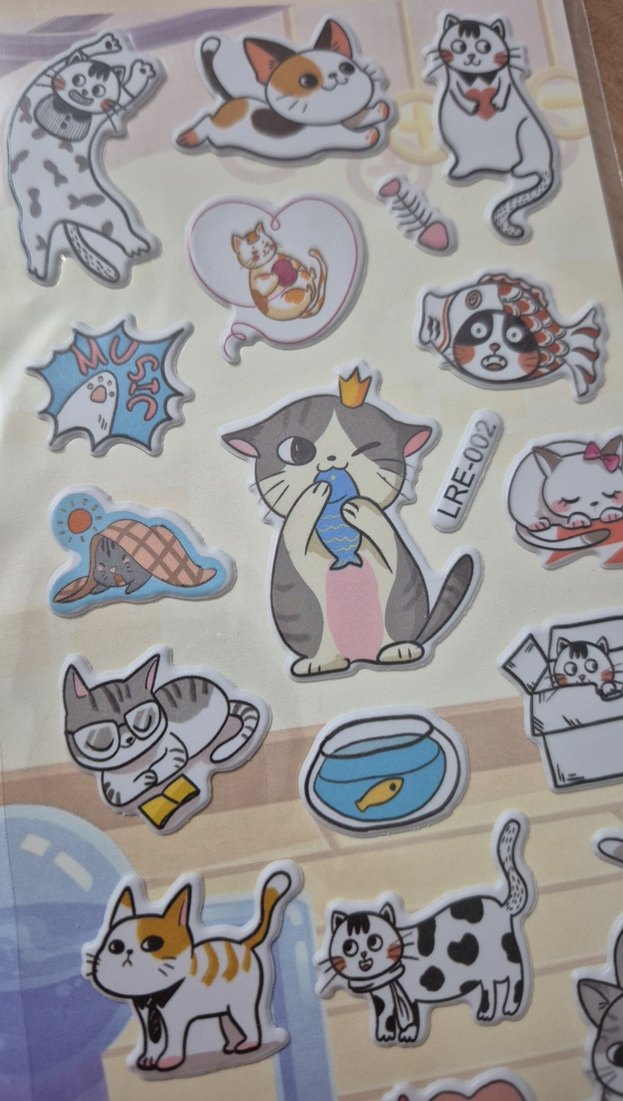 Pastel Gri Sevimli Kedi Çıkartmaları - Görsel 2