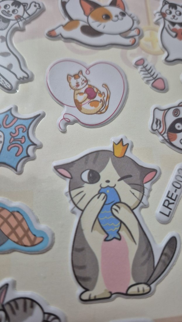 Pastel Gri Sevimli Kedi Çıkartmaları - Görsel 3