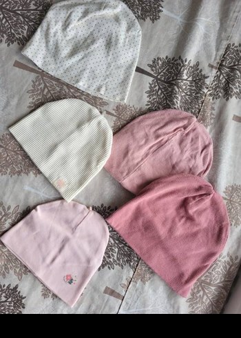 Çocuklar için Nakışlı Pembe Örgü Pamuk Bere