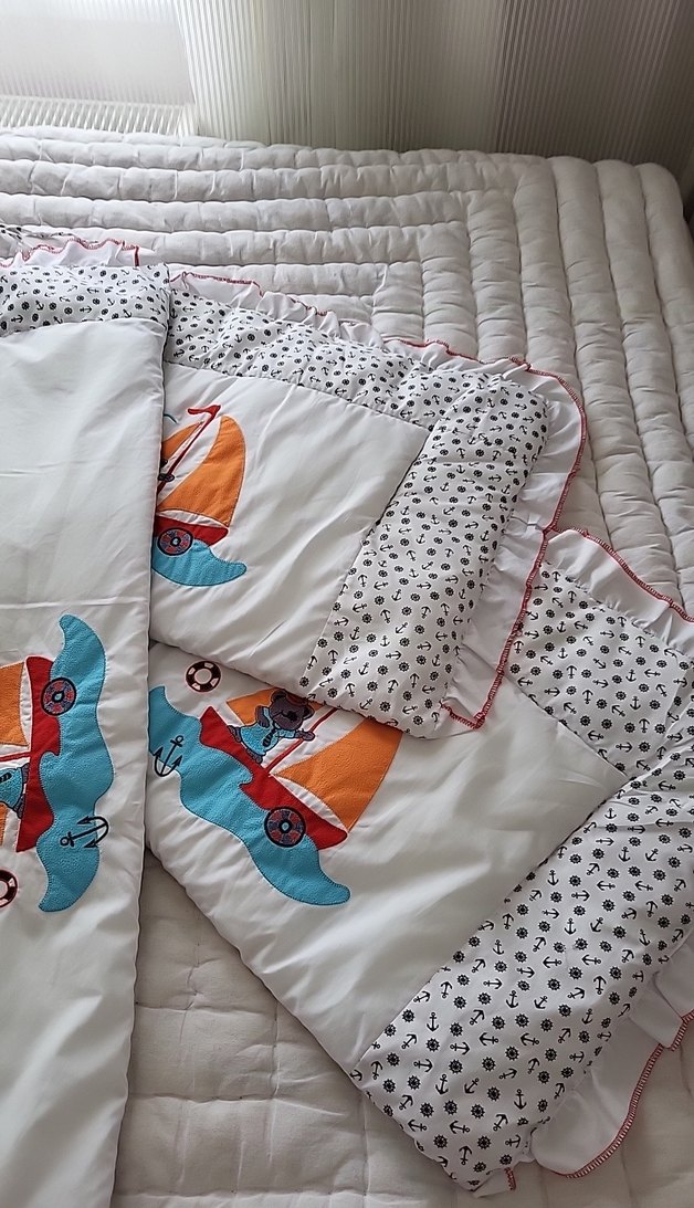 Nakışlı Beyaz Çocuk Uyku Seti - Görsel 3