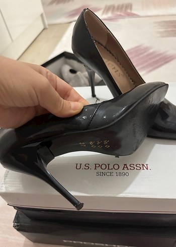 Dogo Shoes U.S. Polo Assn. Parlak Siyah Stiletto