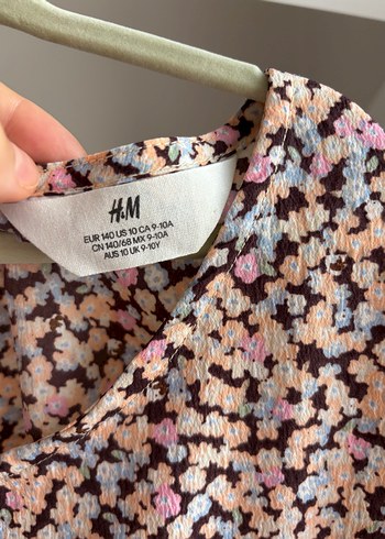 H&M Home Bej Renkli V Yakalı Midi Bohem Elbise
