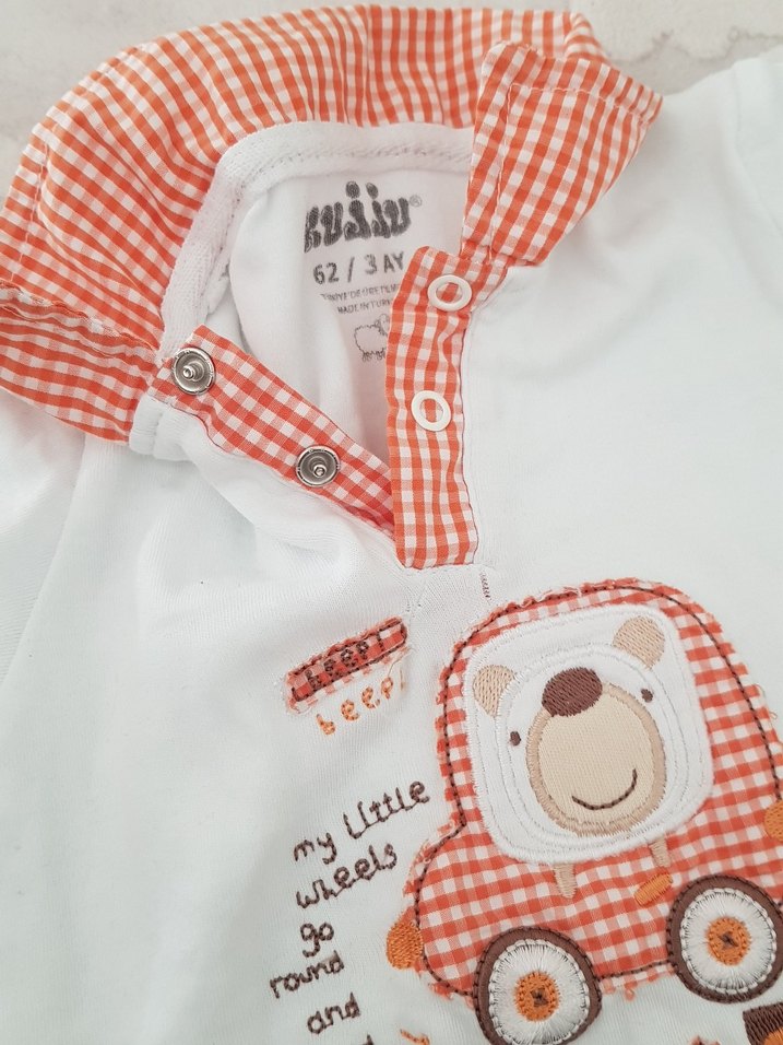 Bebek Erkek Beyaz Kısa Kollu Body - Görsel 2