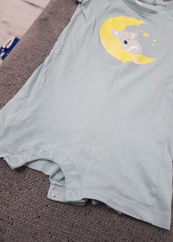 Gri Kısa Kollu Bebek Tulum - Görsel 3