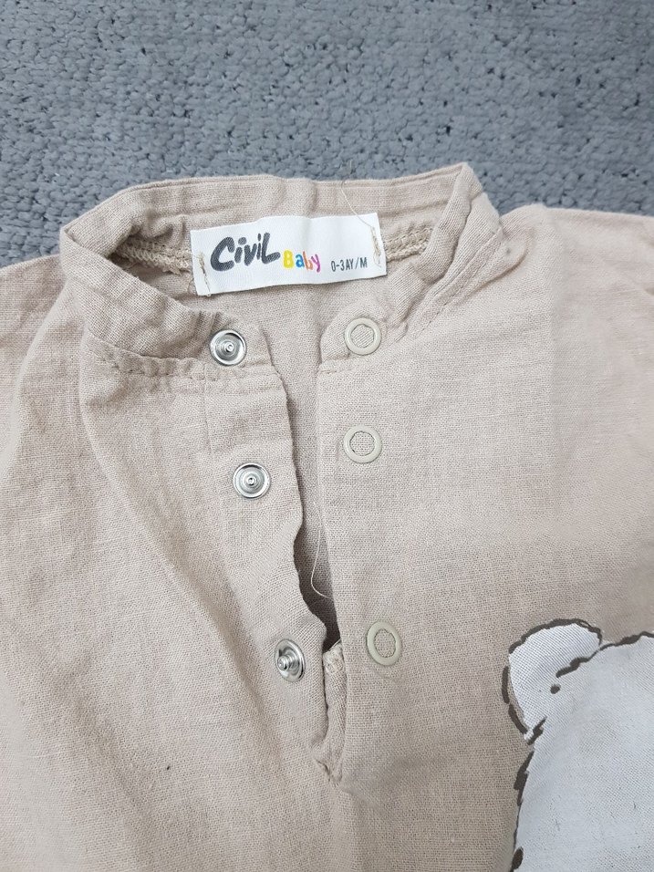 Düğmeli Kısa Kollu Bebek Erkek Tulum - Görsel 3