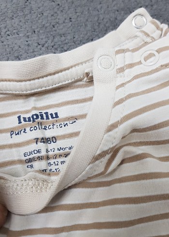 Bej Çizgili Kısa Kollu Bebek Tulum - Görsel 2